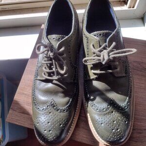 Cole Haan 8.5 Men's Leather Wingtip Shoes Lunarlon Olive Green